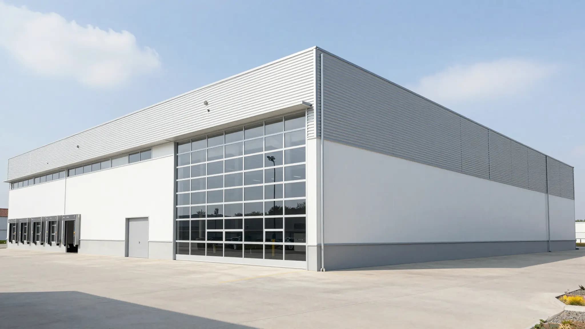 Hangar industriel - tôle métallique fraîchement repeinte
